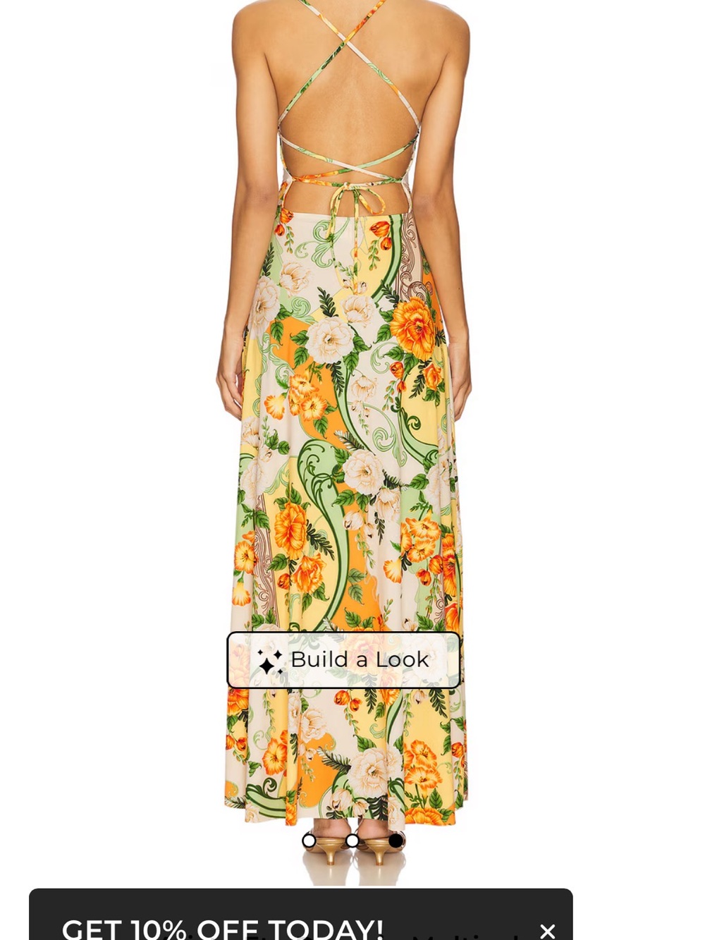 REVOLVE Yellow Floral Maxi Dress with Spaghetti Straps - Picture 2 of 3